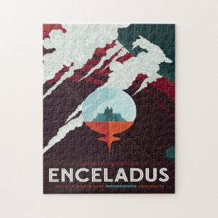 Sci-Fi Travel Ad, Moon Enceladus Jigsaw Puzzle