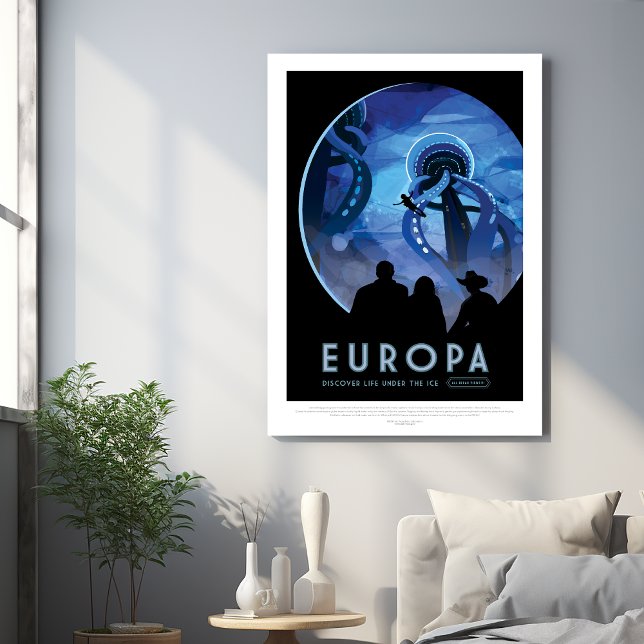 Sci-Fi Travel Ad, Moon Europa Acrylic Print (Creator Uploaded)
