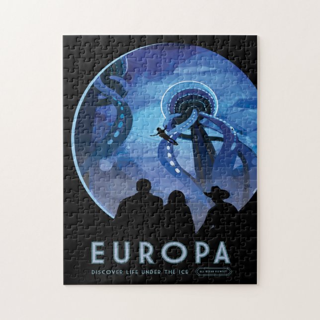 Sci-Fi Travel Ad, Moon Europa Jigsaw Puzzle (Vertical)