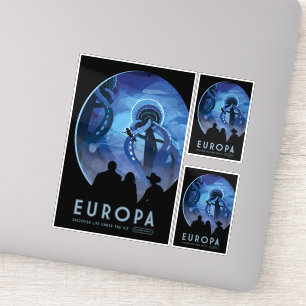 Sci-Fi Travel Ad, Moon Europa Sticker