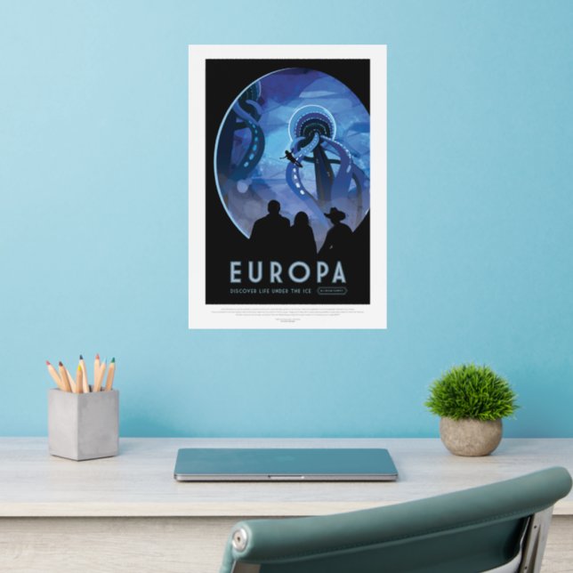 Sci-Fi Travel Ad, Moon Europa Wall Decal (Home Office 2)