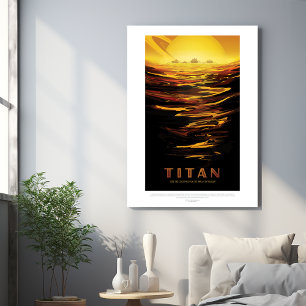 Sci-Fi Travel Ad, Moon Titan Foam Core Photo Tile