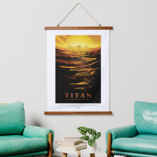 Sci-Fi Travel Ad, Moon Titan Hanging Tapestry