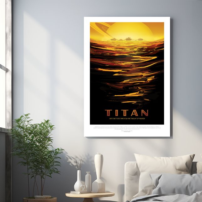 Sci-Fi Travel Ad, Moon Titan Metal Print (Creator Uploaded)