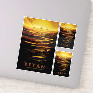 Sci-Fi Travel Ad, Moon Titan Sticker