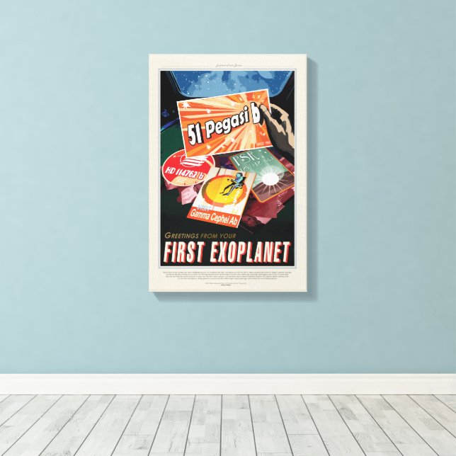 Sci-Fi Travel Ad, Planet 51 Pegasi B Canvas Print (Insitu(Wood Floor))