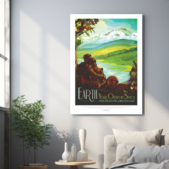 Sci-Fi Travel Ad, Planet Earth Faux Canvas Print (Creator Uploaded)