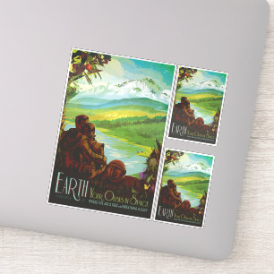 Sci-Fi Travel Ad, Planet Earth Sticker