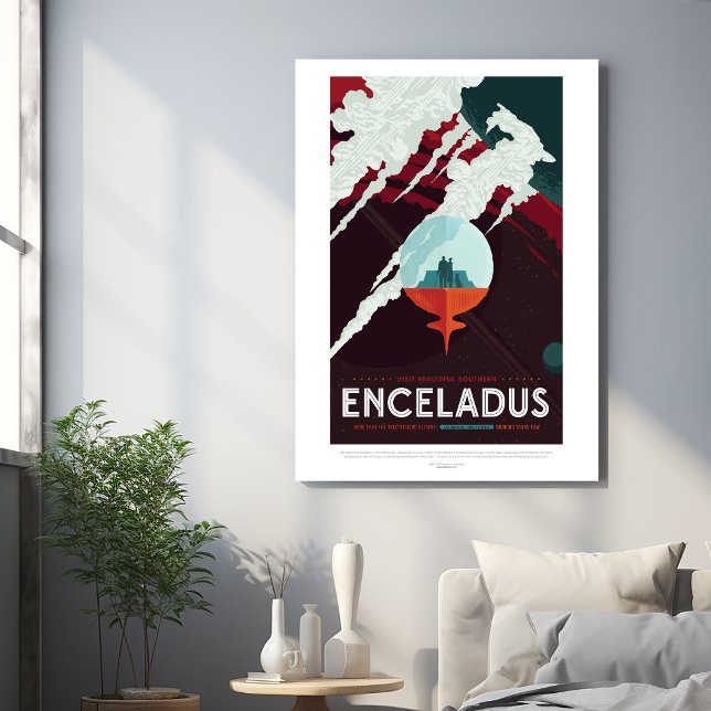 Sci-Fi Travel Ad, Planet Enceladus Foam Core Photo Tile (Creator Uploaded)