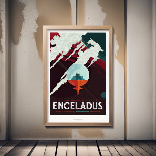 Sci-Fi Travel Ad, Planet Enceladus Poster