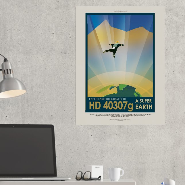Sci-Fi Travel Ad, Planet HD 40307g Foil Prints (In Situ (Desk 2))