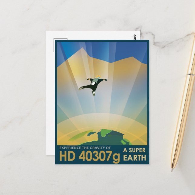 Sci-Fi Travel Ad, Planet HD 40307g Postcard (Front/Back In Situ)
