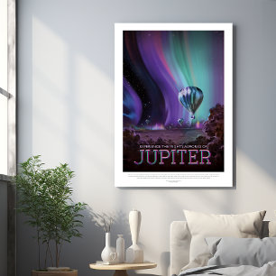 Sci-Fi Travel Ad, Planet Jupiter Faux Canvas Print