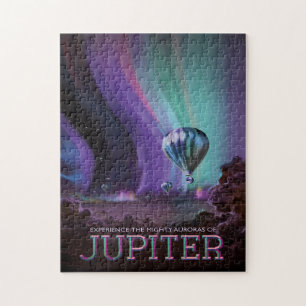 Sci-Fi Travel Ad, Planet Jupiter Jigsaw Puzzle