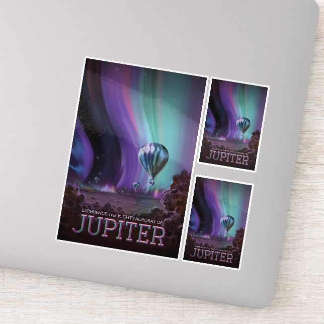 Sci-Fi Travel Ad, Planet Jupiter Sticker (Detail)