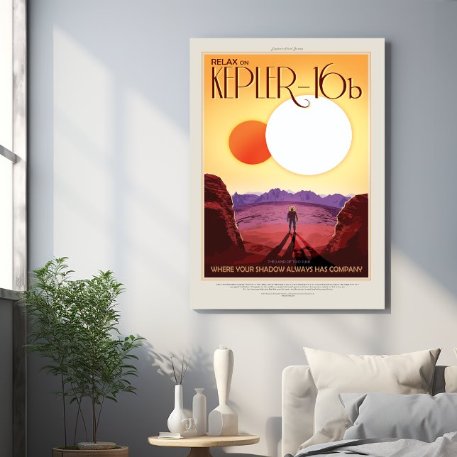 Sci-Fi Travel Ad, Planet Kepler 16b Acrylic Print (Creator Uploaded)