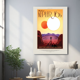 Sci-Fi Travel Ad, Planet Kepler 16b Foam Core Photo Tile