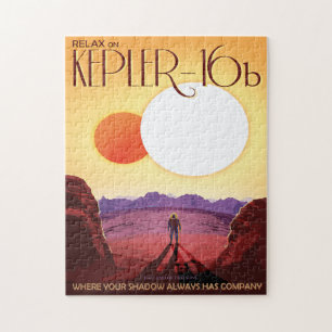 Sci-Fi Travel Ad, Planet Kepler-16b Jigsaw Puzzle