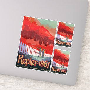 Sci-Fi Travel Ad, Planet Kepler-186f Sticker