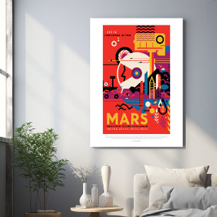 Sci-Fi Travel Ad, Planet Mars Foam Core Photo Tile