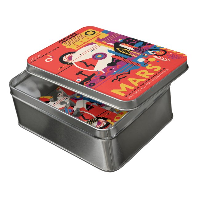 Sci-Fi Travel Ad, Planet Mars Jigsaw Puzzle (Lid Open)