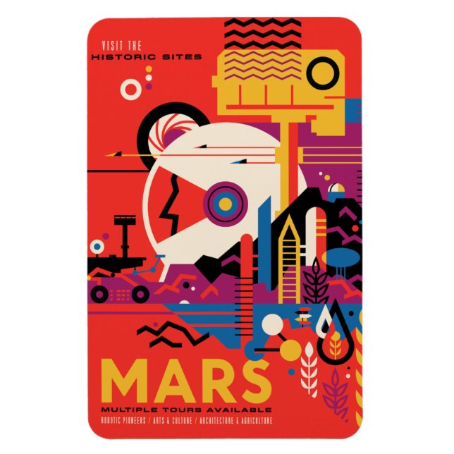 Sci-Fi Travel Ad, Planet Mars Magnet (Vertical)