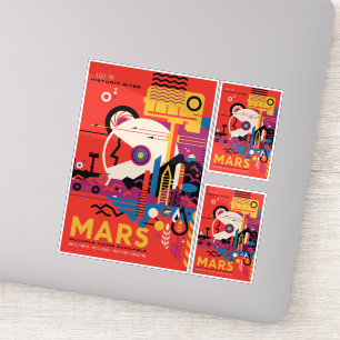 Sci-Fi Travel Ad, Planet Mars Sticker