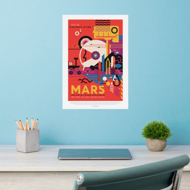 Sci-Fi Travel Ad, Planet Mars Wall Decal (Home Office 2)