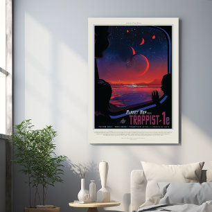 Sci-Fi Travel Ad, Planet Trapist-1e Metal Print