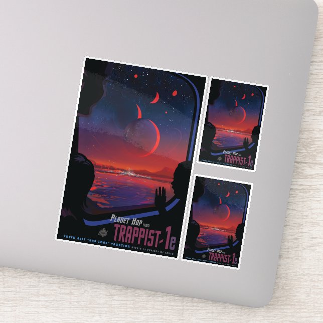 Sci-Fi Travel Ad, Planet Trapist-1e Sticker (Detail)