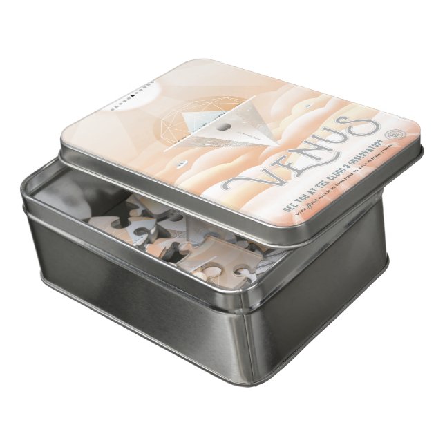 Sci-Fi Travel Ad, Planet Venus Jigsaw Puzzle (Lid Open)