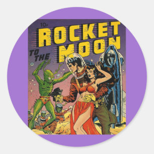Sci Fi Vintage Comic Book Cover Art Classic Round Sticker