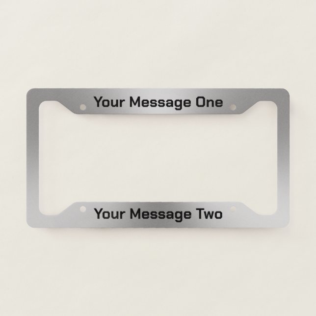 Sci Font Silver and Black Text Template License Plate Frame (Front)