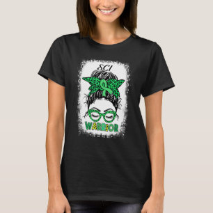 Sci Warrior Messy Bun Lime Green Ribbon Support Wo T-Shirt
