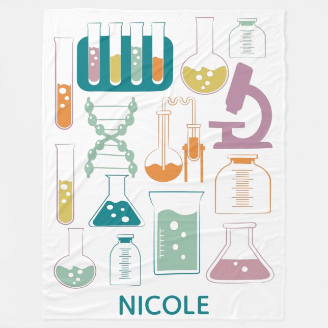 Science and Chemistry School Art Personalized Fleece Blanket (Front)