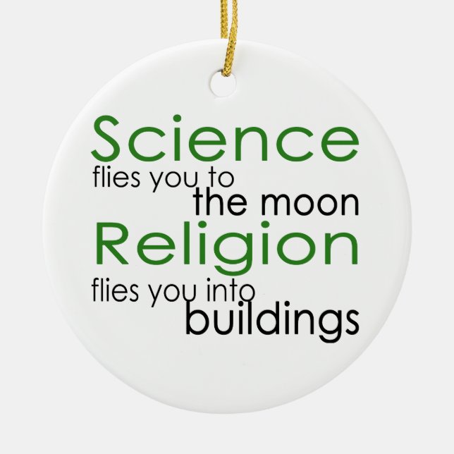 Science and religion ceramic ornament (Front)