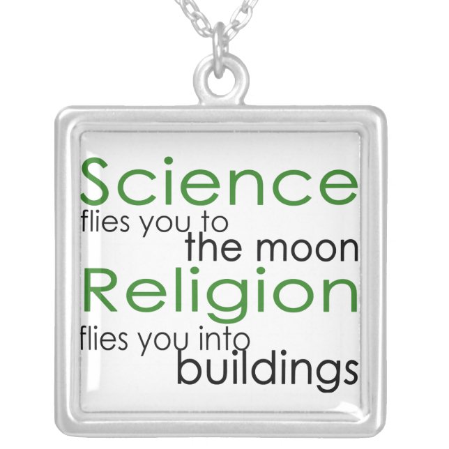 Science and Religion Silver Plated Necklace (Front)