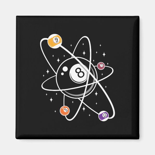 Science Atom Pool Lover 8- Billiards  Magnet (Front)