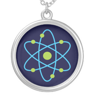 Science Atom Silver Plated Necklace