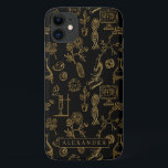 Science Biology Art Gold Pattern Monogram iPhone 11 Case<br><div class="desc">Trendy monogram design this case makes the perfect accessory. Featuring gold biology pattern and your monogram. Add your custom wording to this design by using the "Edit this design template" boxes on the right hand side of the item, or click the blue "Customize it" button to arrange the text, change...</div>