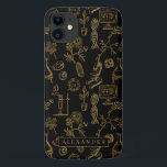 Science Biology Art Gold Pattern Monogram iPhone 11 Case<br><div class="desc">Trendy monogram design this case makes the perfect accessory. Featuring gold biology pattern and your monogram. Add your custom wording to this design by using the "Edit this design template" boxes on the right hand side of the item, or click the blue "Customize it" button to arrange the text, change...</div>
