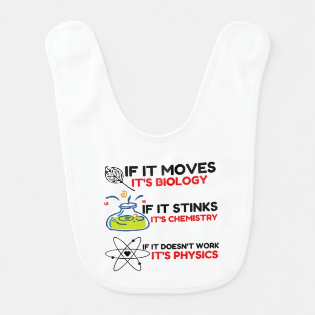 Science BIOLOGY CHEMISTRY PHYSICS Baby Bib (Front)