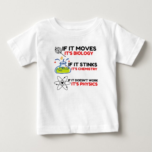 Science BIOLOGY CHEMISTRY PHYSICS Baby T-Shirt (Front)