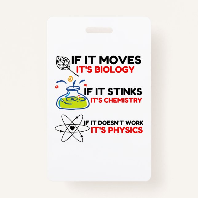 Science BIOLOGY CHEMISTRY PHYSICS Badge (Front)