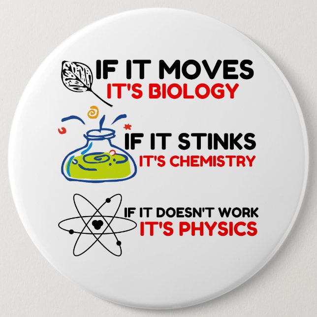 Science BIOLOGY CHEMISTRY PHYSICS Button (Front)