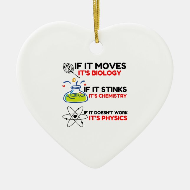 Science BIOLOGY CHEMISTRY PHYSICS Ceramic Ornament (Front)