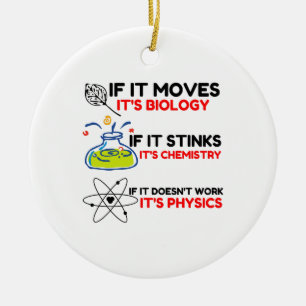 Science BIOLOGY CHEMISTRY PHYSICS Ceramic Ornament