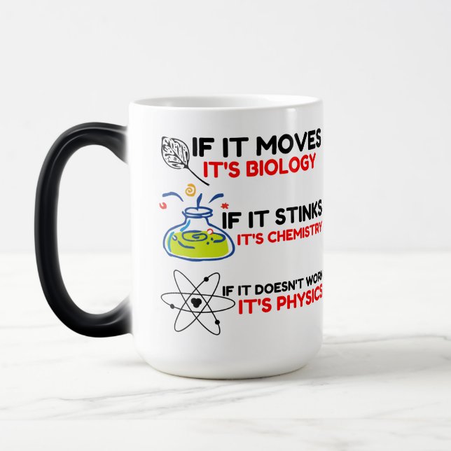 Science BIOLOGY CHEMISTRY PHYSICS Color Morph Mug (Left)