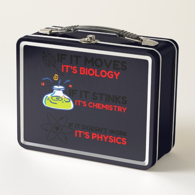 Science BIOLOGY CHEMISTRY PHYSICS Metal Lunch Box (Front)