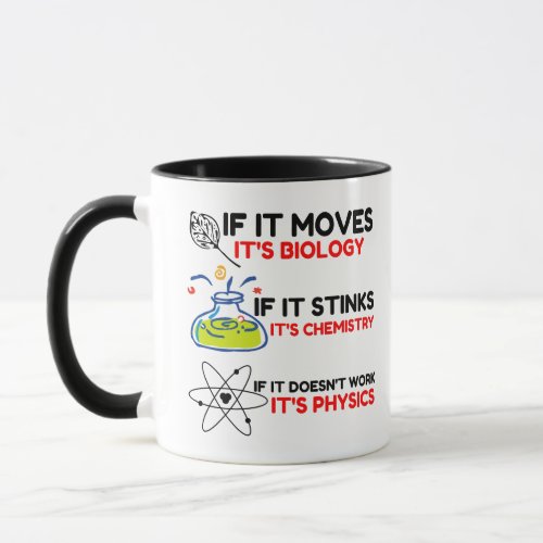 Science BIOLOGY CHEMISTRY PHYSICS Mug